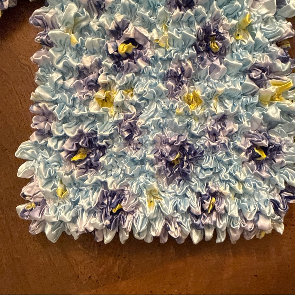 Light Blue Floral Smocked Short-Sleeve Blouse - Picture 5 of 7